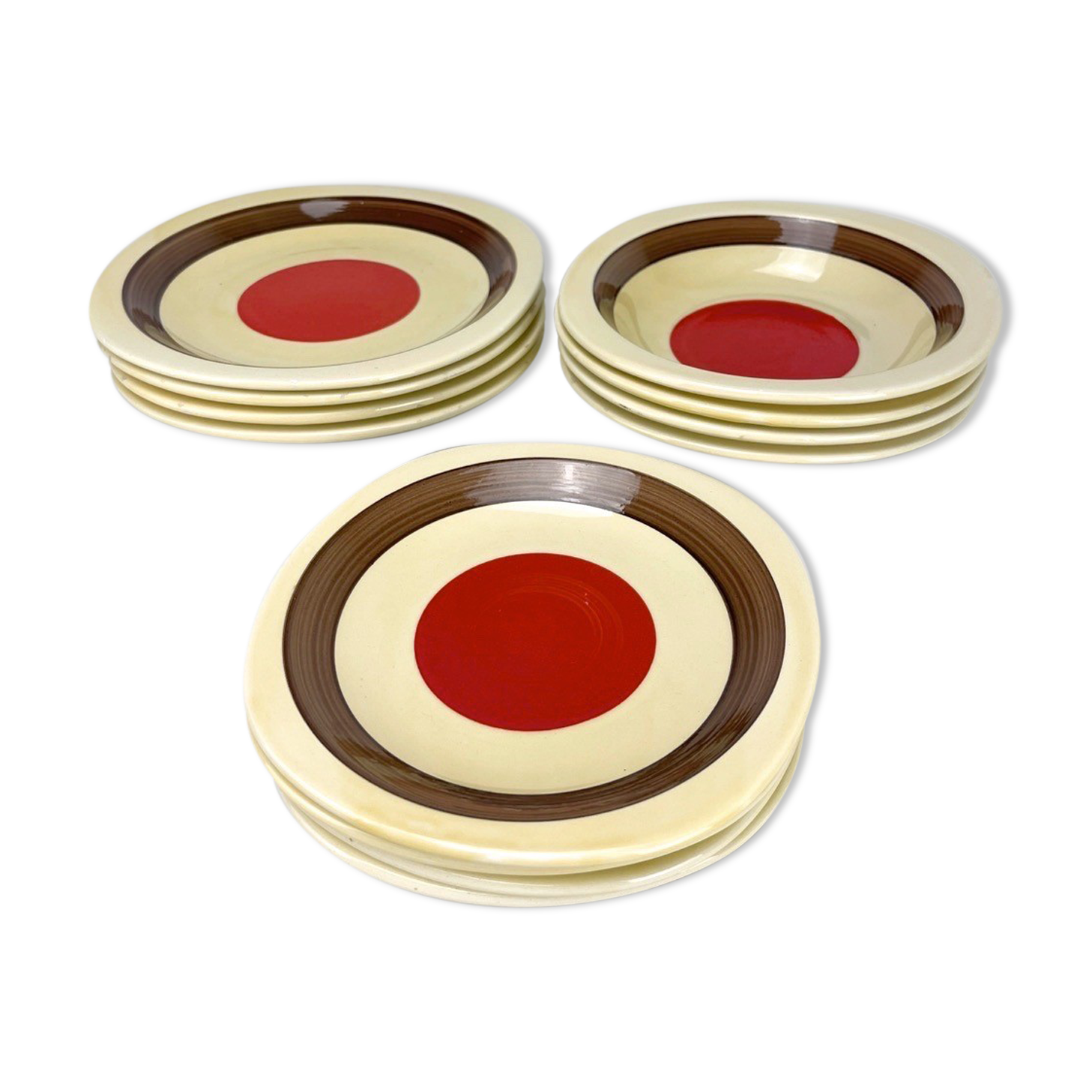 Service d'assiettes 12 pièces et plat Italie années 70