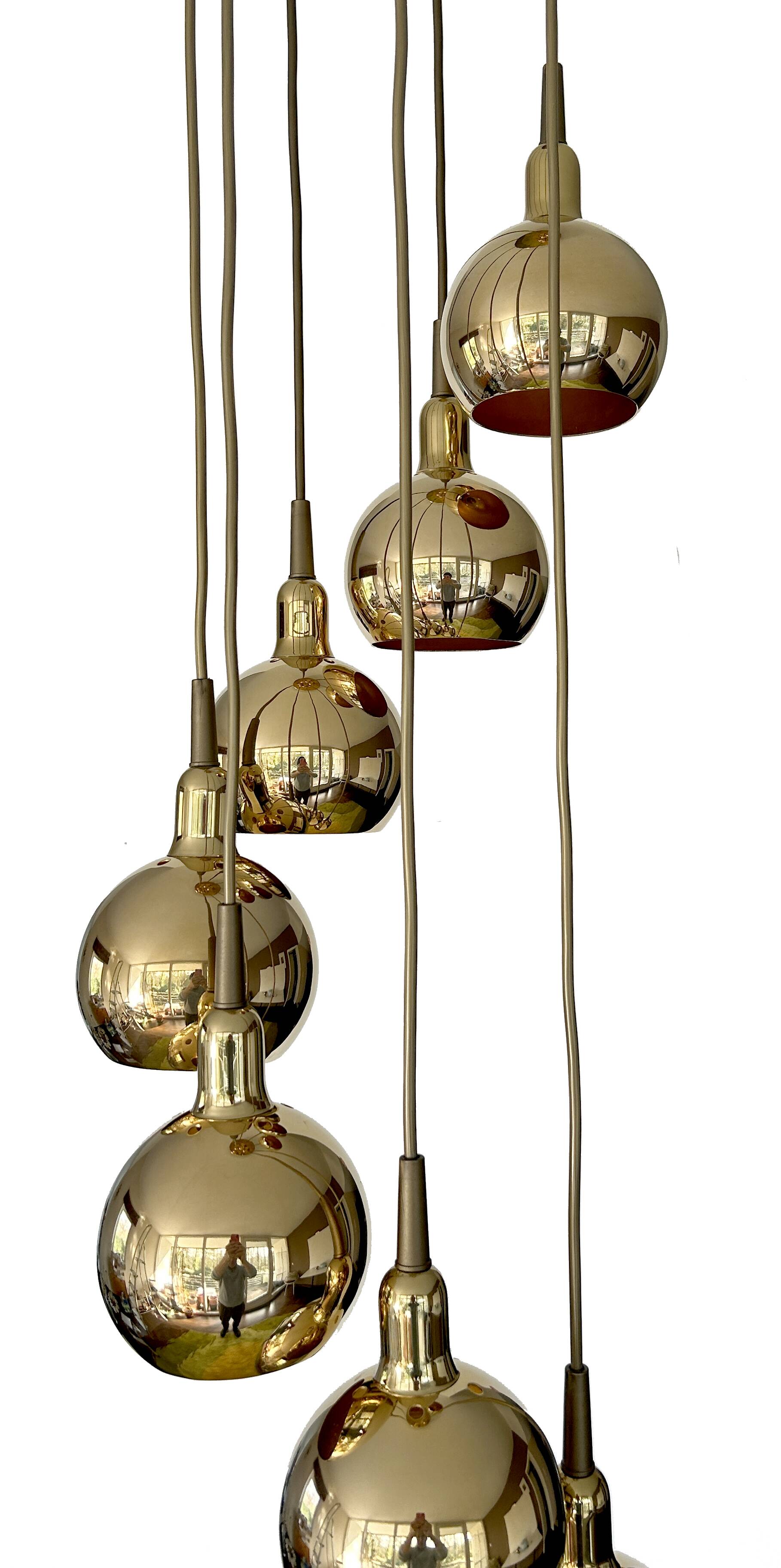 Large vintage pendant lamp gilded with fine gold