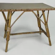 Table d’appoint / table basse en rotin et bambou, 1960's