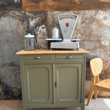 Buffet parisien kaki et bois brut