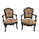 Paire de fauteuils style Louis XV en bois noirci, vers 1850