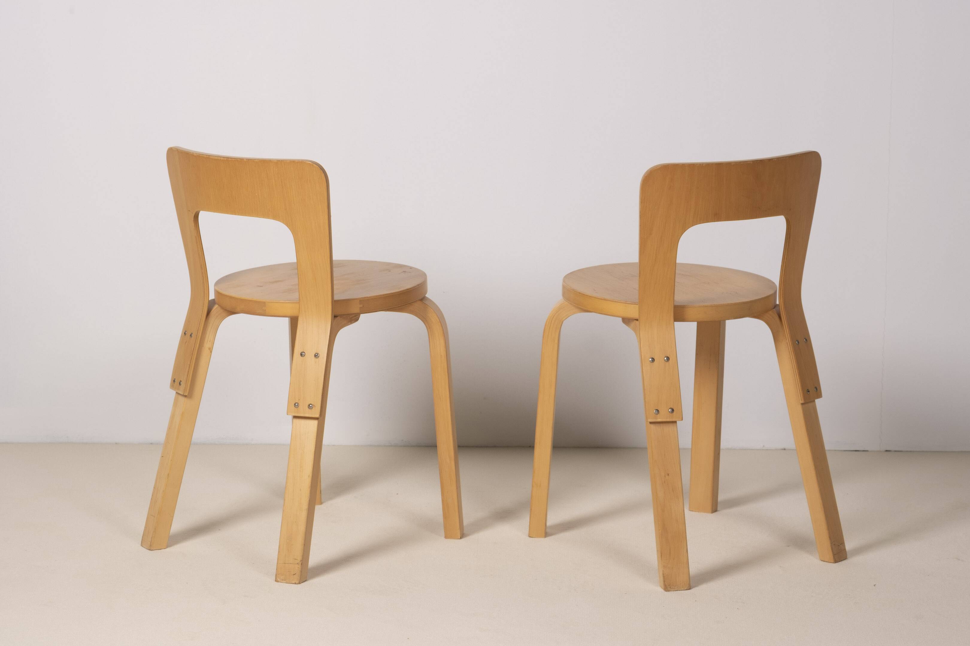 2x Alvar Aalto Chair Model 65, 1970s Artek