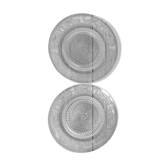2 assiettes plates en verre transparent