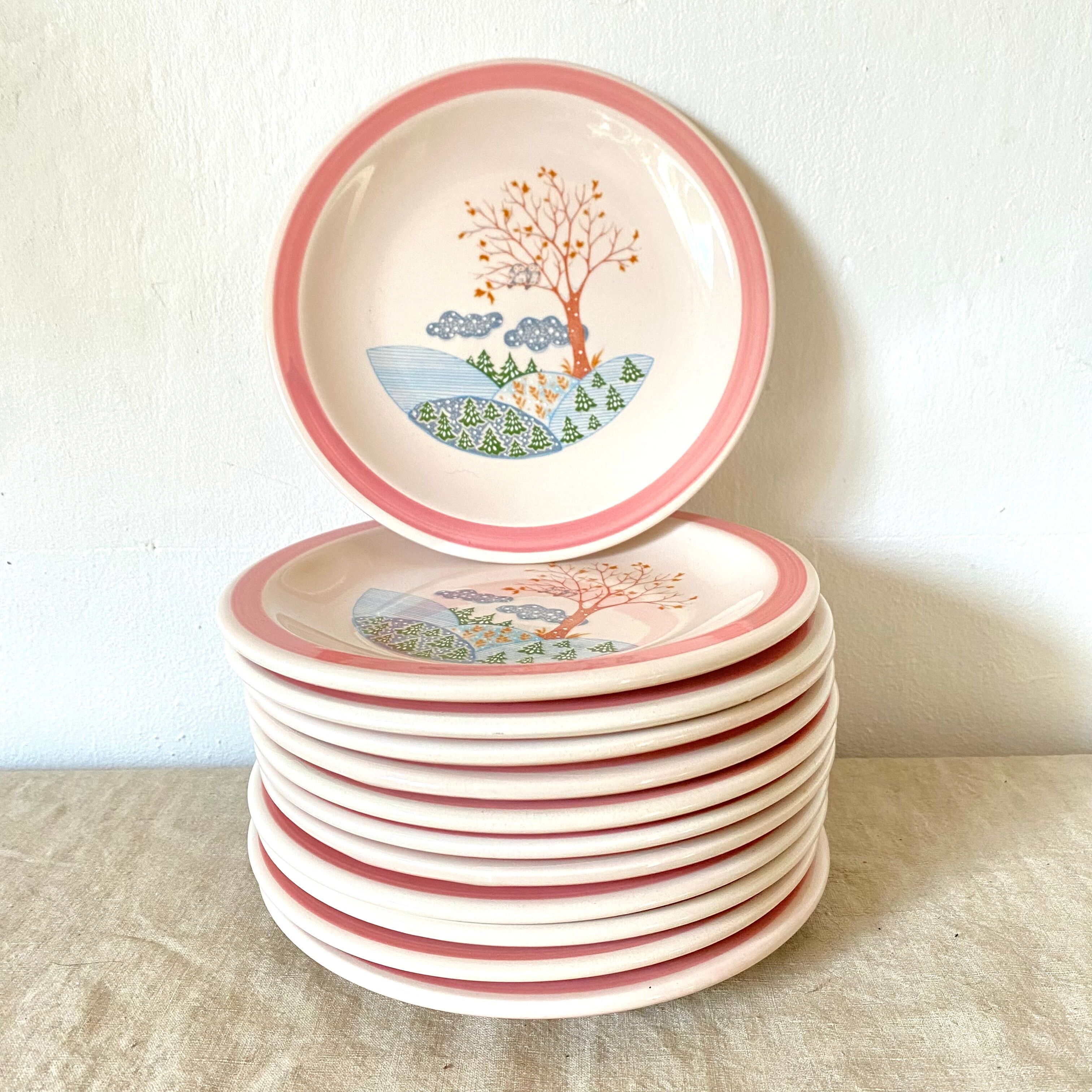 Dessert plates landscape Italy 80s