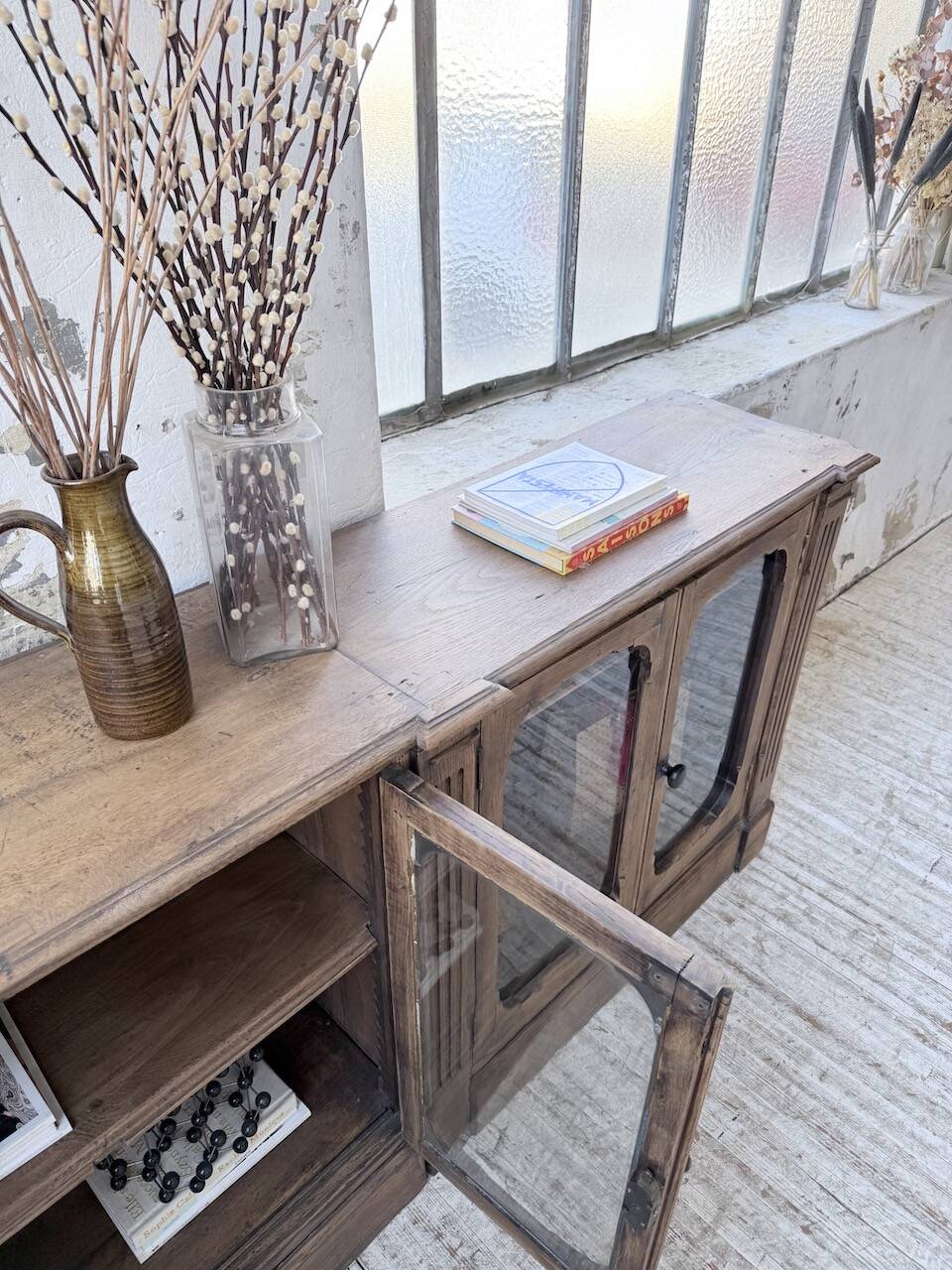 Enfilade display cabinet, solid oak, 1920.