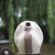 Free-form Soliflore - cracked white enamel - organic ceramic - 80s