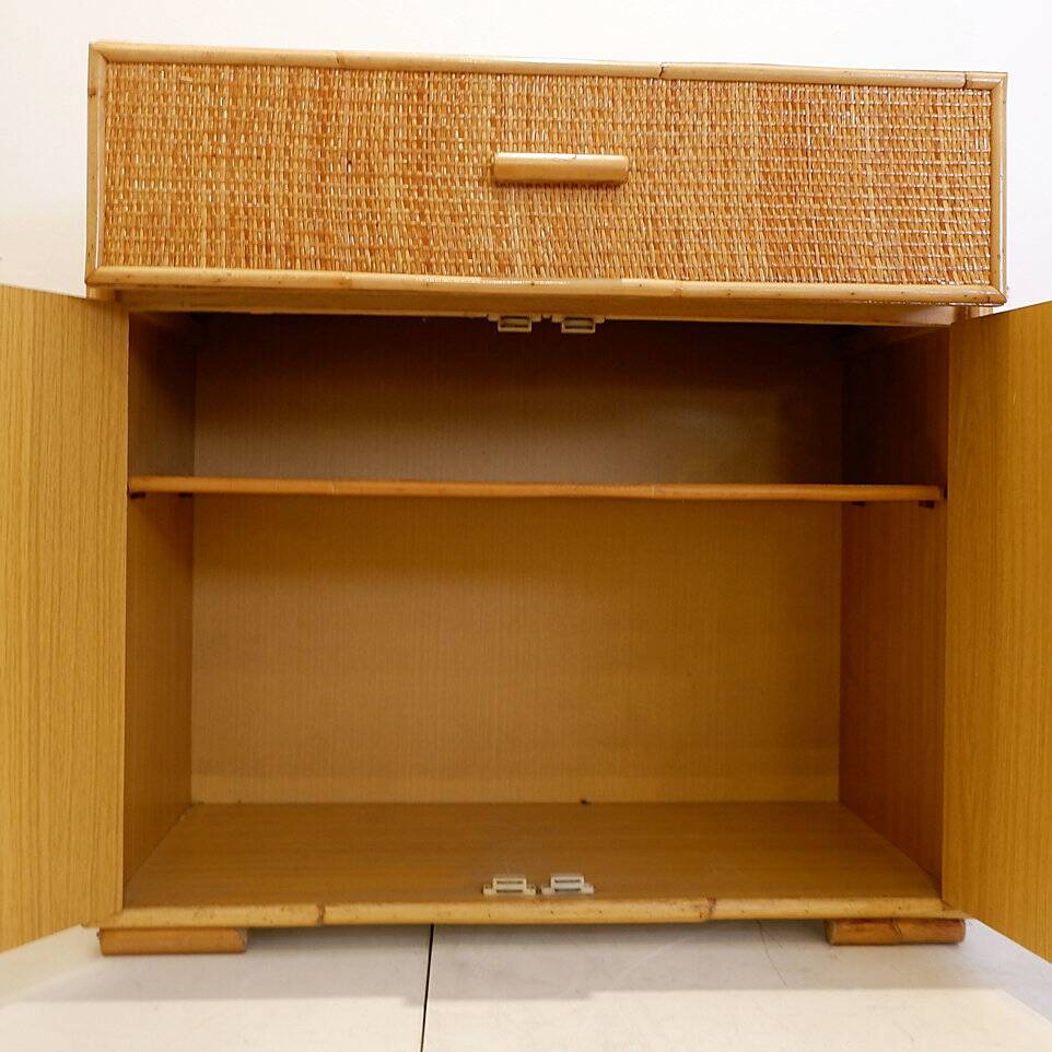 Vintage rattan sideboard in Roche Bobois style