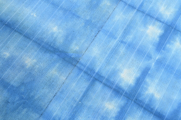 Tapis kilim bleu abstrait moderne 207x29cm
