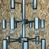 XL 60s 70s Chandelier Chandelier Pendant Lamp Chrome & Metal Design 60s 70s