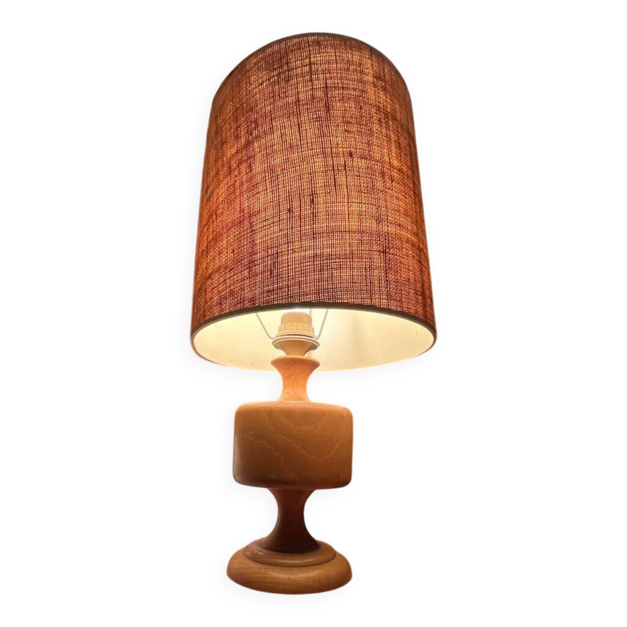 Vintage turned wood lamp – 70s chalet style