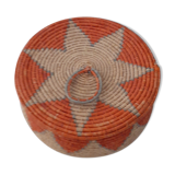 Berber lid box, natural straw and orange