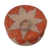 Berber lid box, natural straw and orange