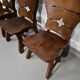 4 x Brutalist oak dining chairs / 60's