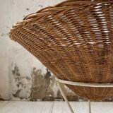 Wicker garden basket on tripod support