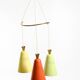 Beautiful large original mid-century 3-arm colorful bag ceiling lamp