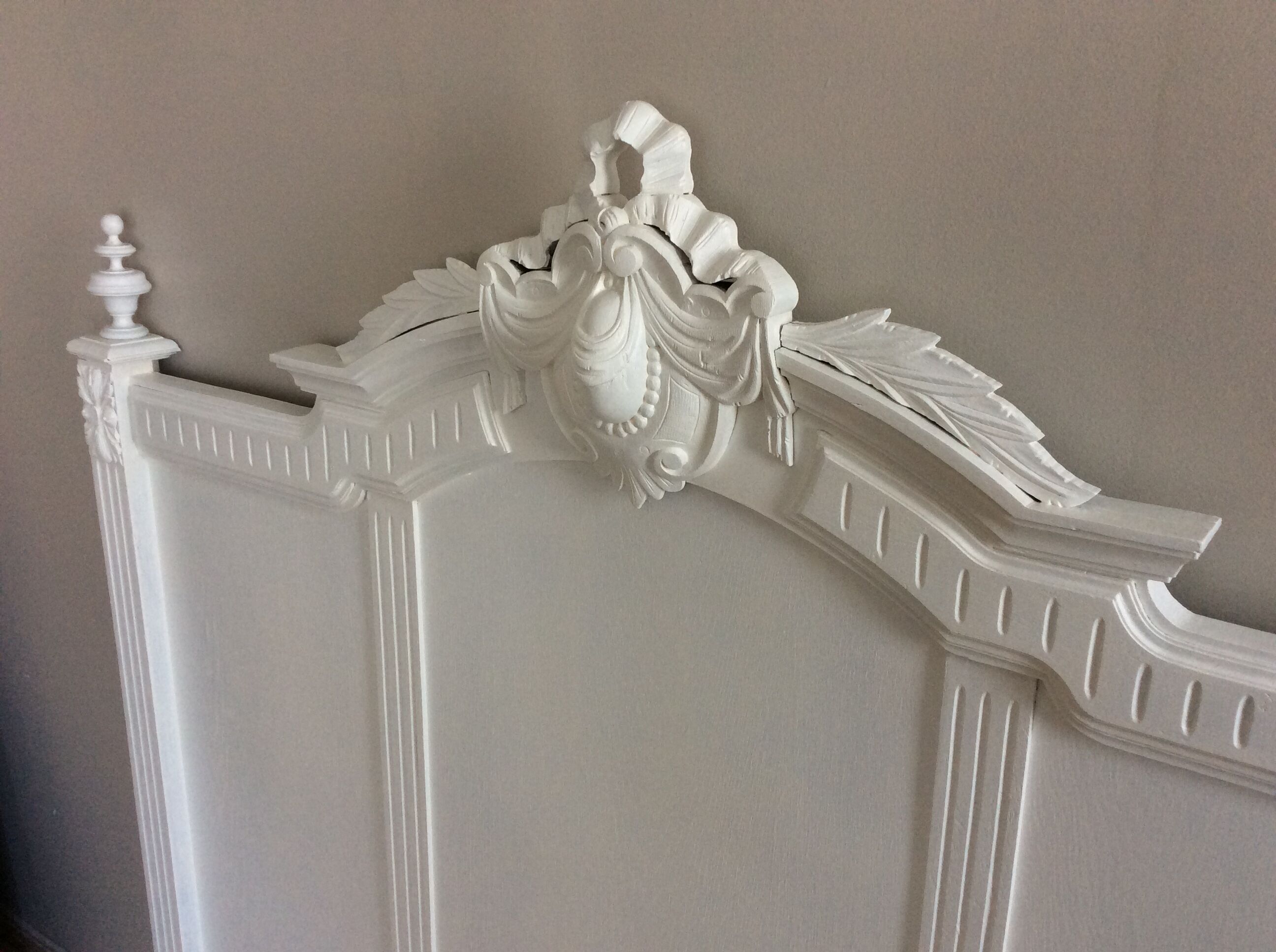 Painted wooden old bedhead