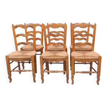 6 straw-seated Provençal chairs