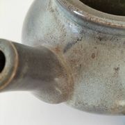 Large handcrafted celadon glazed ceramic teapot