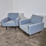 Set of 2 mid-century blue arm chairs, Germany 1950s