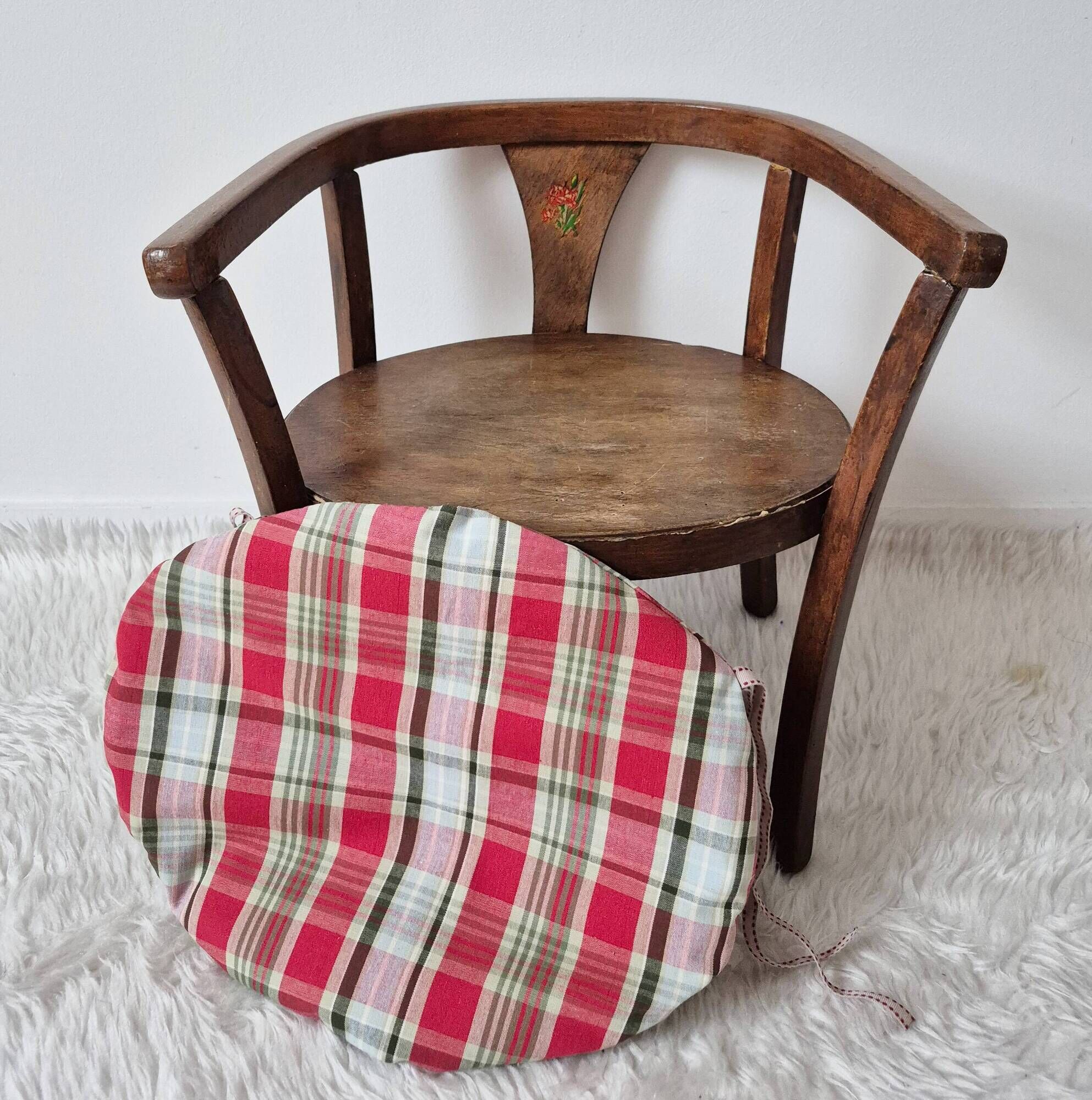 Vintage 1960s  turned wooden children's armchair