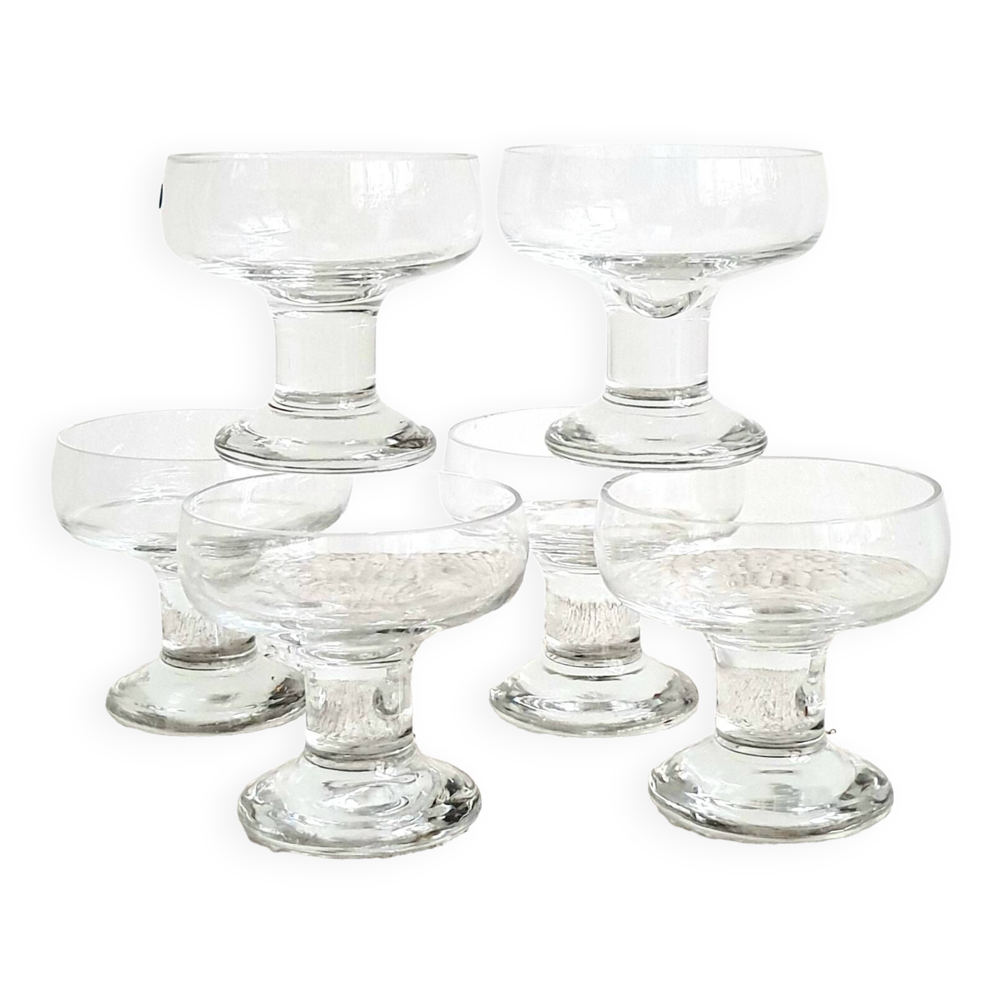 Ensemble de 6 coupes à champagne en verre  par Codec Vintage des années 70