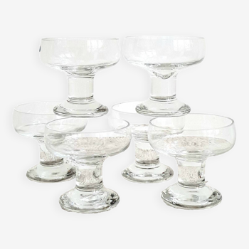 Ensemble de 6 coupes à champagne en verre  par Codec Vintage des années 70