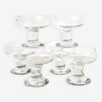 Set of 6 glass champagne glasses by Codec Vintage from the 70s