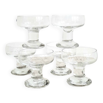Set of 6 glass champagne glasses by Codec Vintage from the 70s