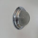 Vintage modernist wall lamp, chrome and sandblasted glass, France 1930