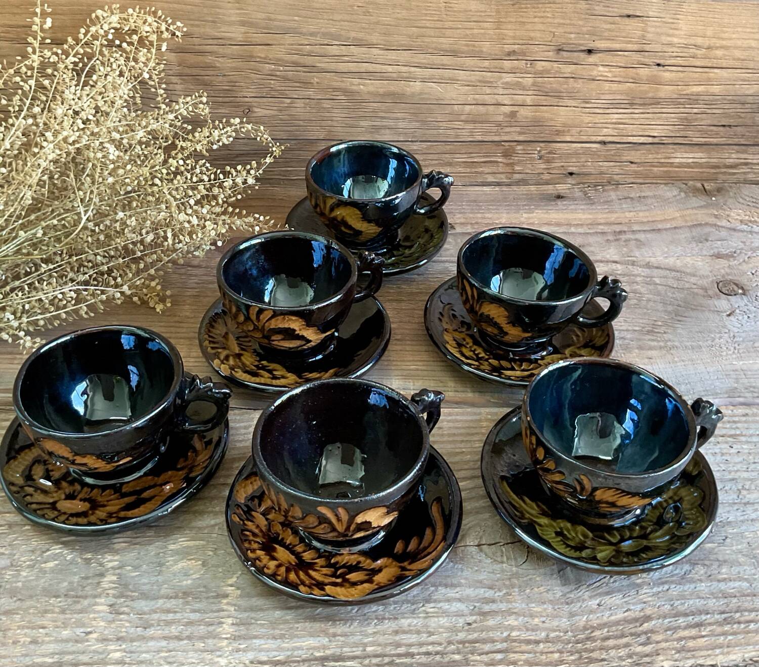 6 tasses artisanales vintage