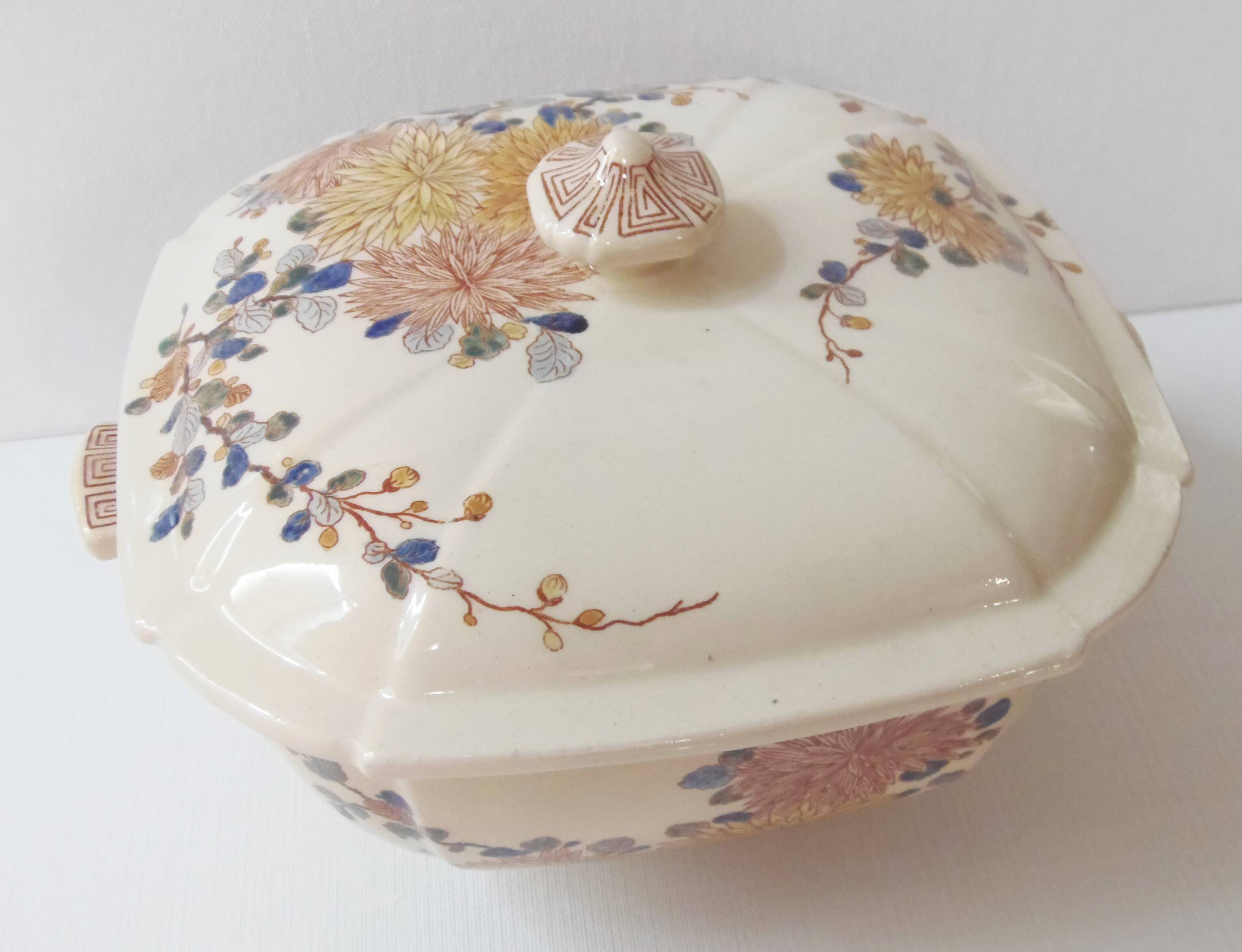 Soupière Ancienne Fleurs Polychromes Gien 19ème