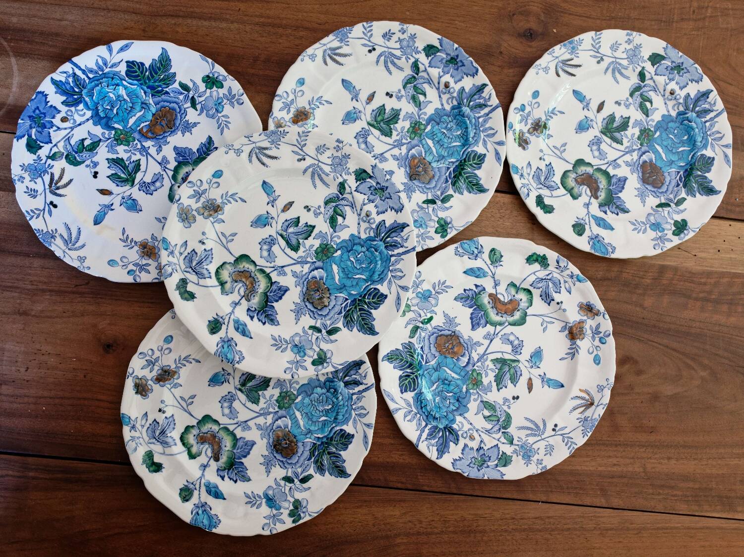 lot of 6 old English earthenware flat plates Mason's
