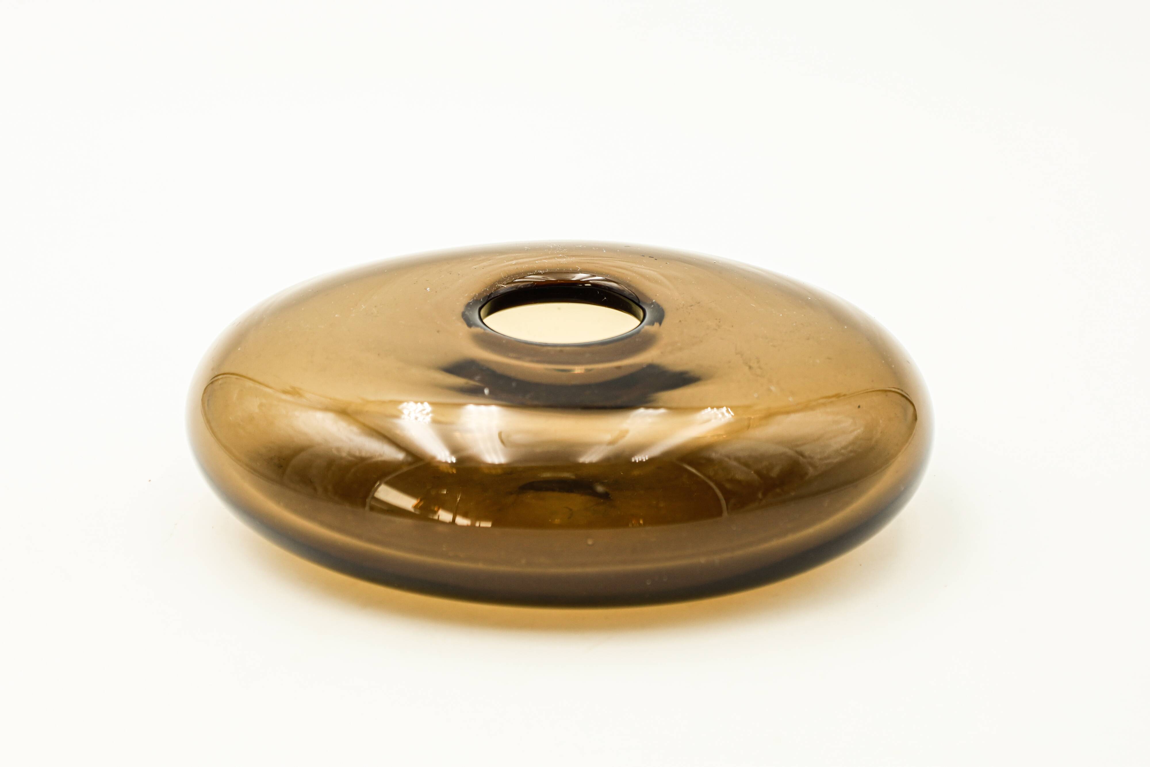 Vintage Scandinavian design smoked glass vase free form