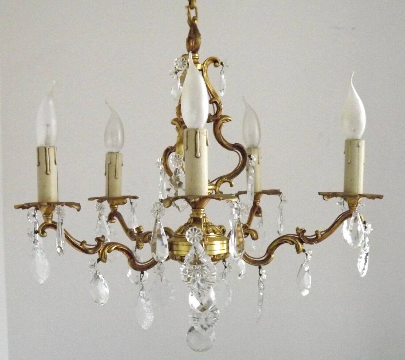 French bronze and crystal chandelier