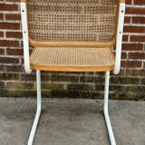 Cesca chair b32 model in white and wood by Marcel Breuer