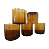 5 old glasses high Biot ribbed orange smoked