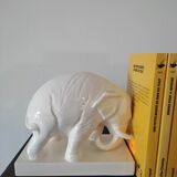 Book endpiece "elephants" in white ceramic
