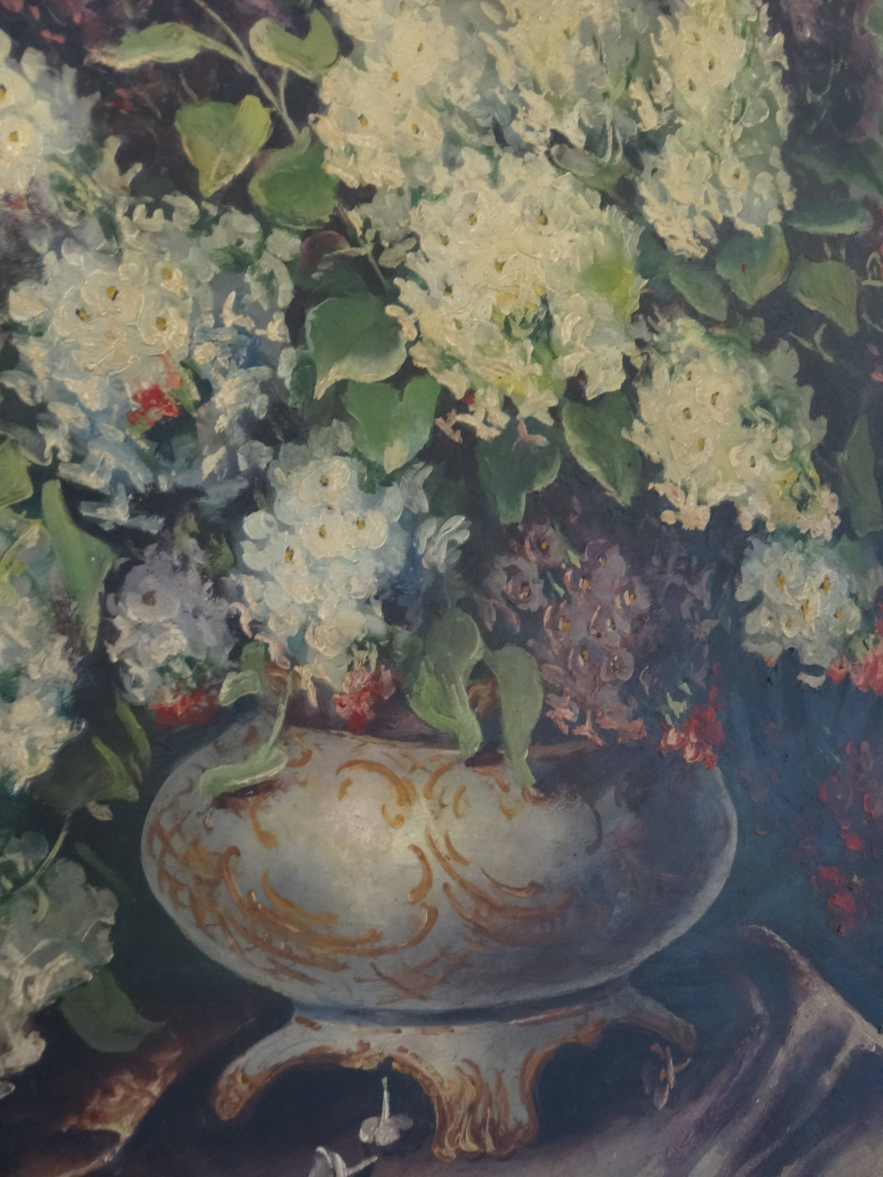 Table in oil bouquet of flowers