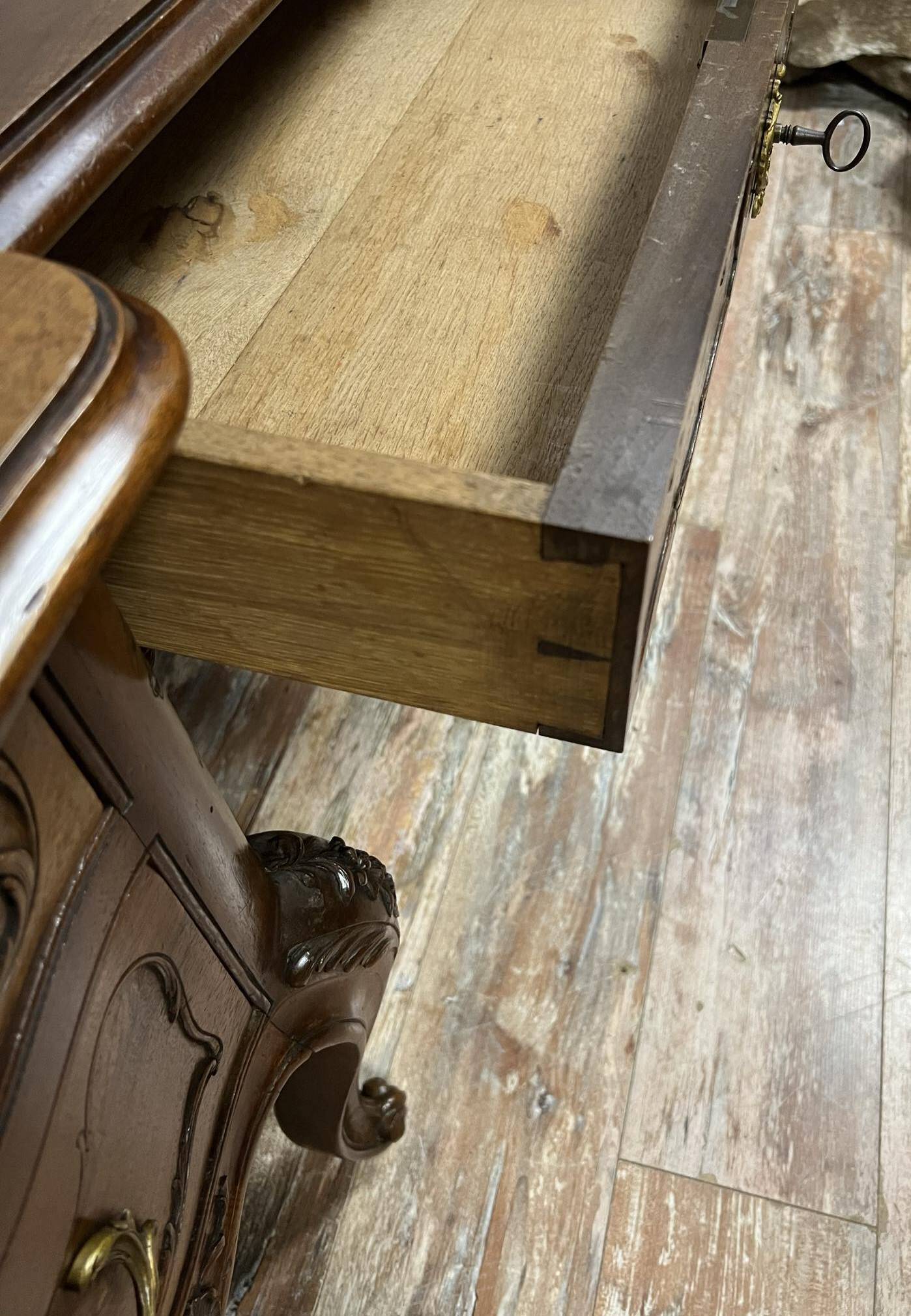 Curved provencal louis xv style desk in carved walnut circa 1880