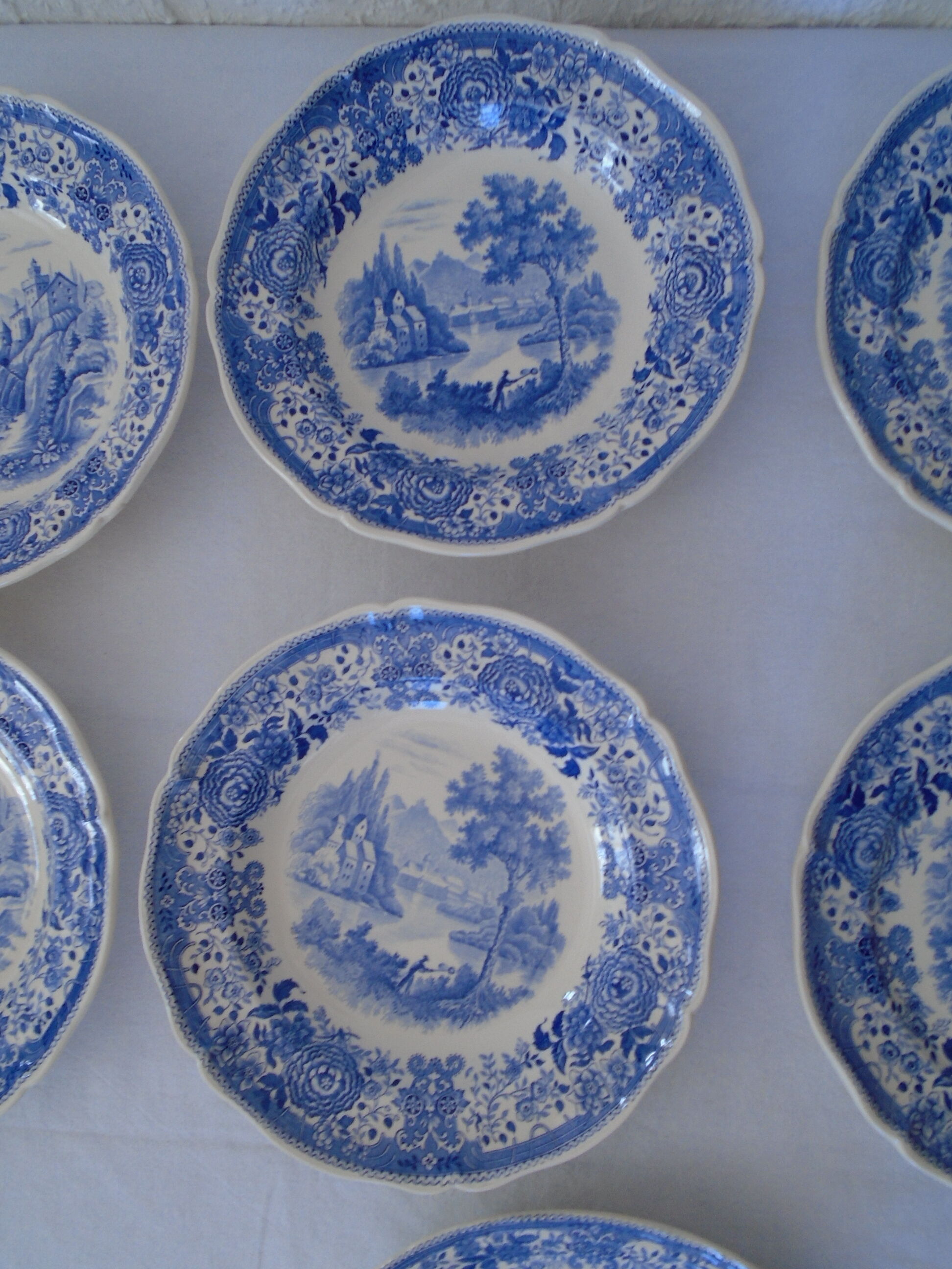 Set de 6 assiettes 1 ravier Villeroy & bBoch Burgenland décor bleu faience