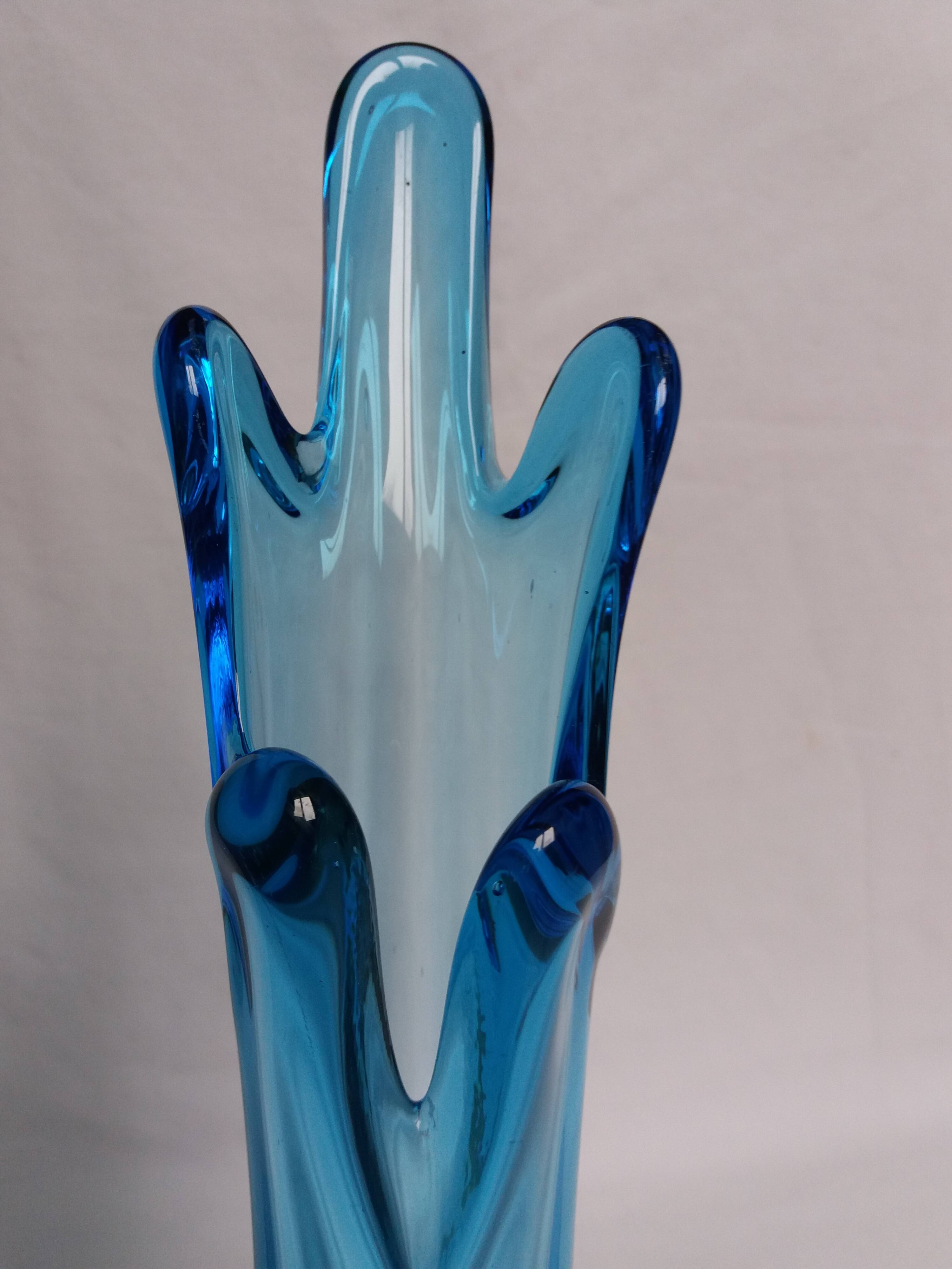 Turquoise blue blown glass vase
