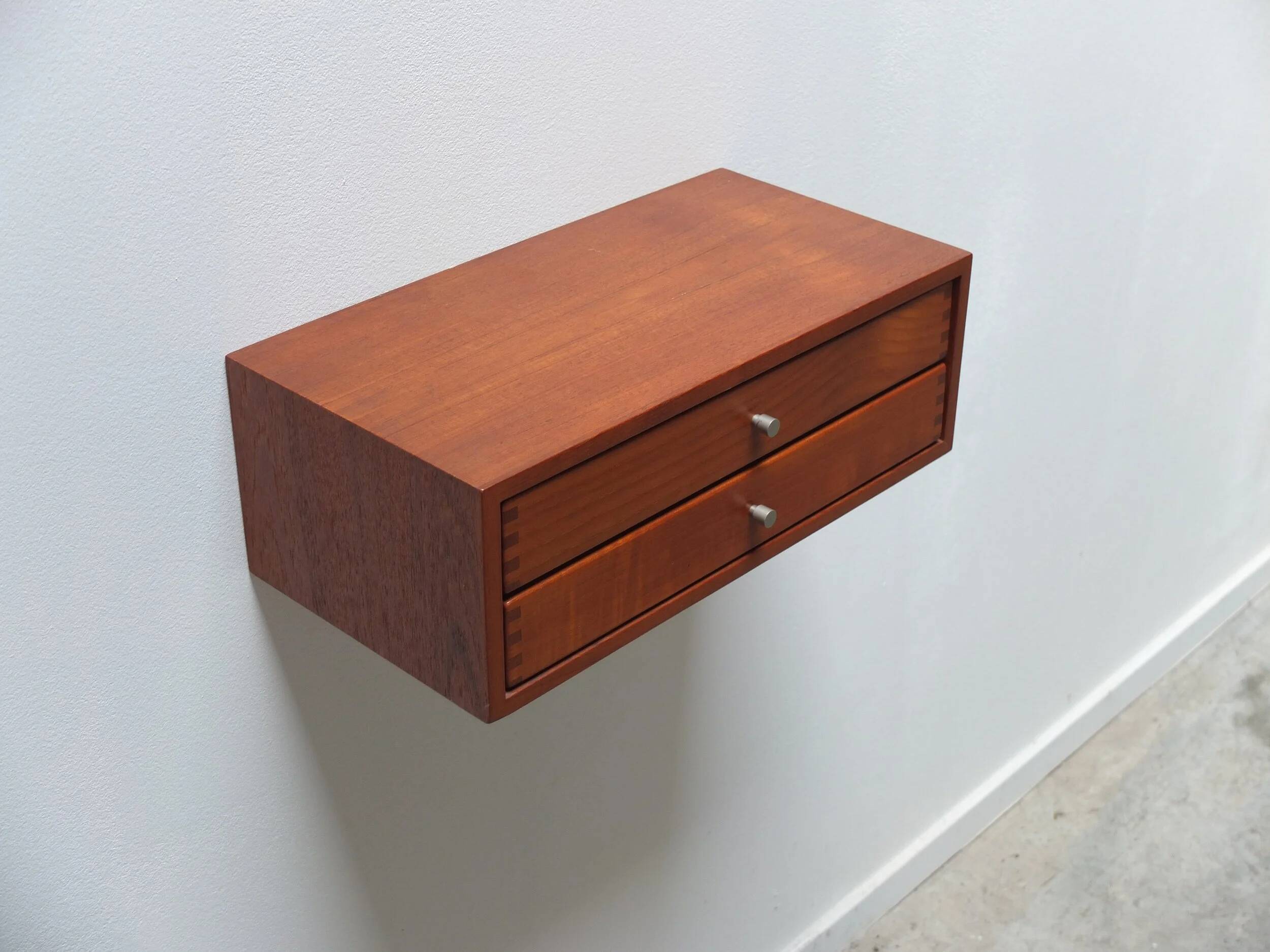 Floating wall shelf with drawers by Kai Kristiansen for Axel Kjersgaard, 1960s