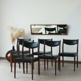 Series of 6 chairs in skai and teak