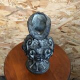 Old pitcher ewer gray ceramic signed vintage tableware