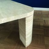 Mid century square travertine coffee table