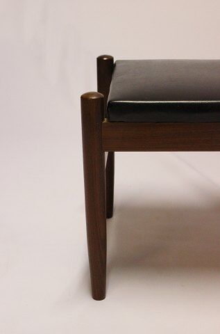Leather and Danish teak stool