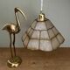 Vintage mother-of-pearl and brass lampshade pendant light