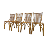 4 rattan chairs 50-60's