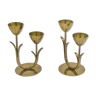 Pair of brass flower candlesticks, Gunnar Ander, Sweden 1960