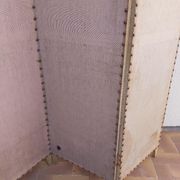 Paravent ancien 4 feuilles bois et tissu